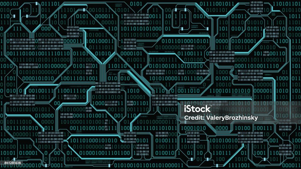 Digital Background Slide Abstract Futuristic Electronic Circuit Board With Binary Code Computer ...