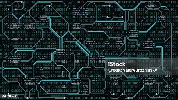 Digital Background Slide Abstract Futuristic Electronic Circuit Board With Binary Code Computer ...
