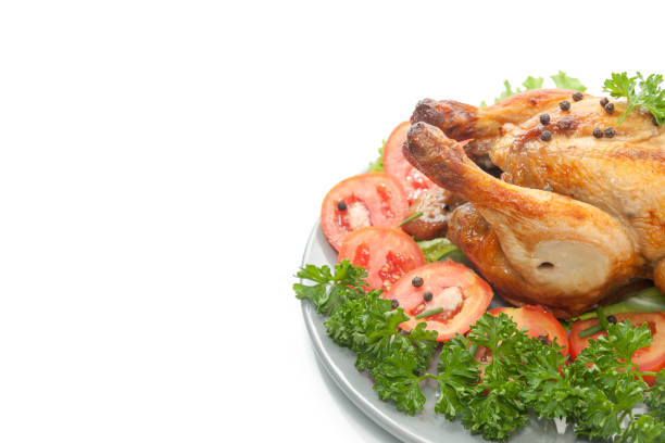 istock grilled chicken on plate decoration with vegetable 841282182