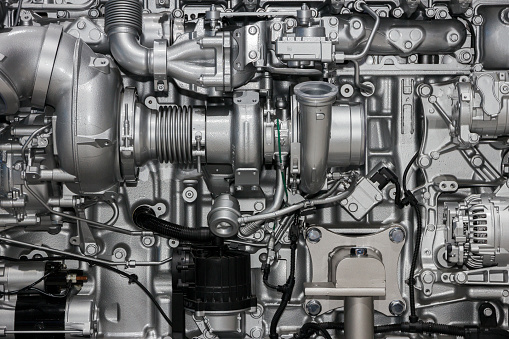 diesel motor engine close up