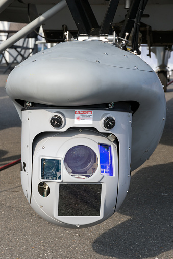 Multi-Sensor surveillance pod under an airplane