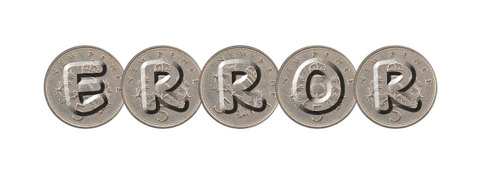 ERROR – Coins on white background