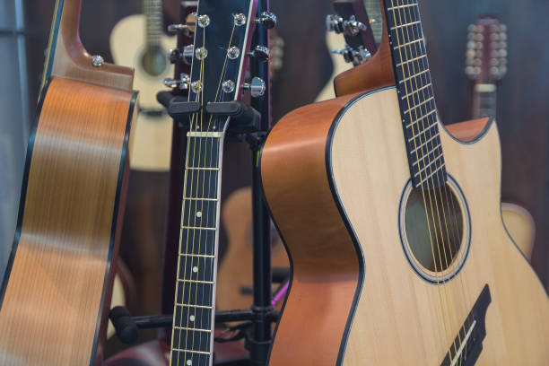 istock Classical acoustic guitars in musical store. Music 841293256