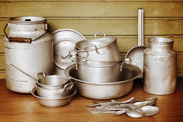 istock Vintage aluminum crockery 841293562