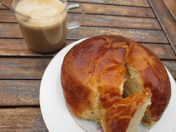 istock Brioche Coffee with milk Glass Coffee Mug 841297820
