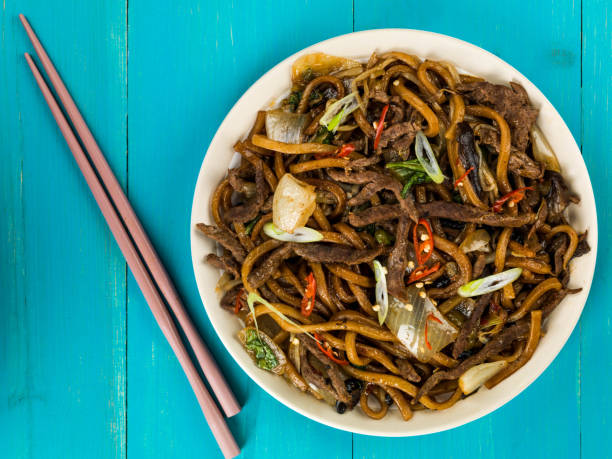 istock Chinese Style Fried Beef and Udon Noodles 841300816