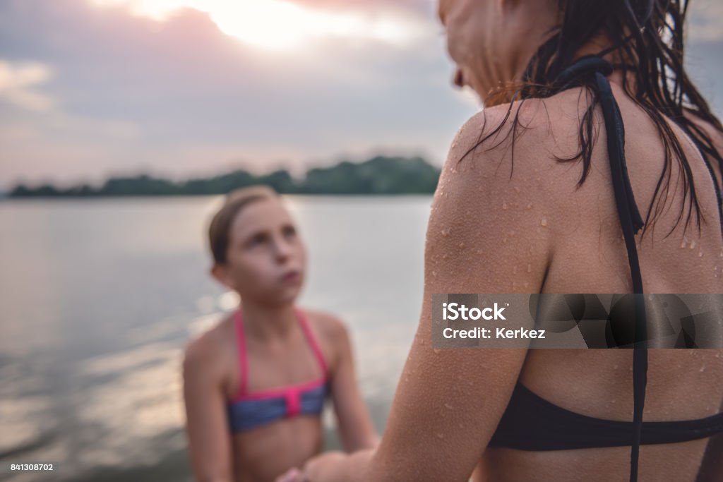 Mother skin with goosebumps from the cold Mother skin with goosebumps from the cold after swimming in the river Goose Bumps Stock Photo