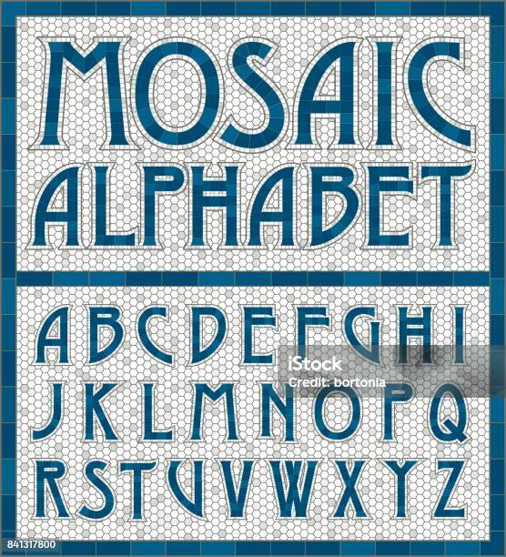 Old Fashioned Mosaic Tile Alphabet Letters Stock Illustration - Download Image Now - Typescript, Mosaic, Tile