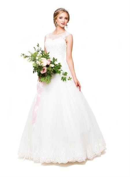istock Young pretty bride with wedding bouquet 841318730