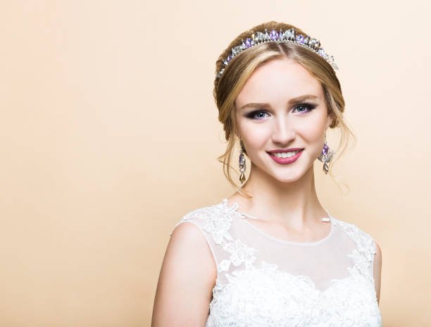 istock Young pretty caucasian bride in wedding dress 841321542