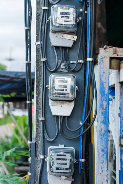 istock Analog electric meter Installed on the power poles. 841325270