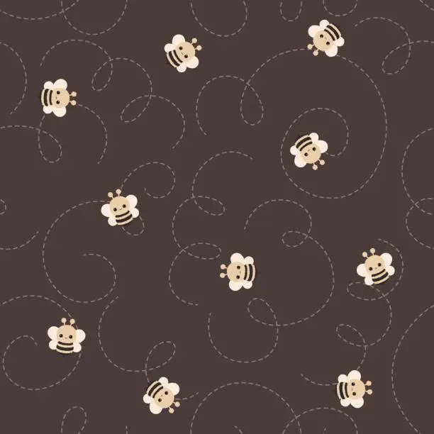 Vector illustration of Bumble bee vector seamless pattern