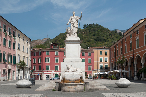 A sunny view of one of the best square in Italy: Alberica Square in Carrara, Tuscany