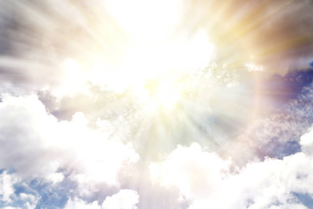 istock The daytime sky with the sun shines down.Beautiful white clouds floating. 841337478