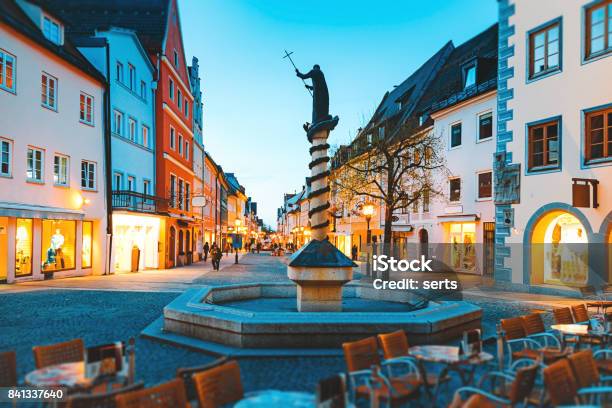 Night Life In Old Town Fussen Bavaria Germany Stock Photo - Download Image Now - Munich, Germany, Town