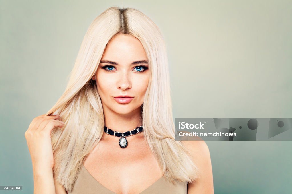 Perfect Fashion Model Girl With Makeup And Blonde Hairstyle On Banner  Background Stock Photo - Download Image Now - iStock