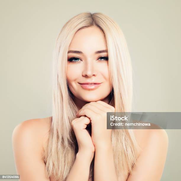 Perfect Female Face Beautiful Model Woman With Healthy Skin And Blonde Hair Spa Beauty Facial Treatment And Cosmetology Concept Stock Photo - Download Image Now