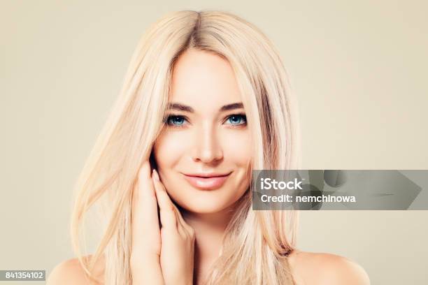 Beautiful Model Woman With Healthy Skin And Blonde Hair Cute Female Face Spa Beauty Facial Treatment And Cosmetology Concept Stock Photo - Download Image Now