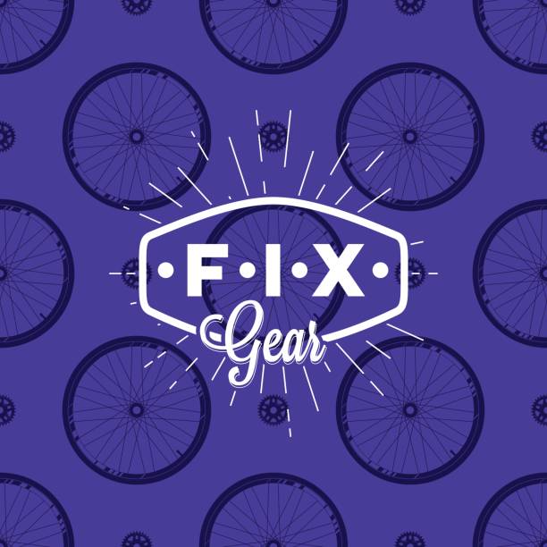 Fix gear icon on seamless pattern with bicycle wheel, vector illustration Fix gear icon on seamless pattern with bicycle wheel, vector illustration motorcycle patterns stock illustrations