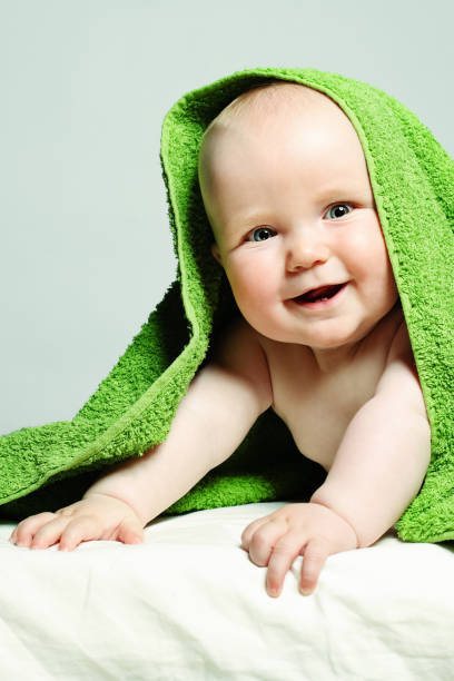 istock Cute Small Baby after Bath. Happy Little Child (6 month old) 841358172