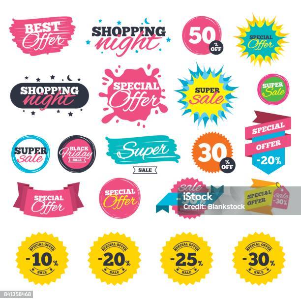 Sale Discount Icons Special Offer Price Signs Stock Illustration - Download Image Now - Splashing, Sale, Giving