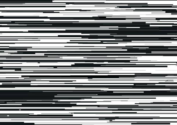 latar belakang abstrak dengan garis-garis horizontal yang terganggu, garis aliran. konsep estetika kesalahan sinyal. - kontras tinggi ilustrasi stok