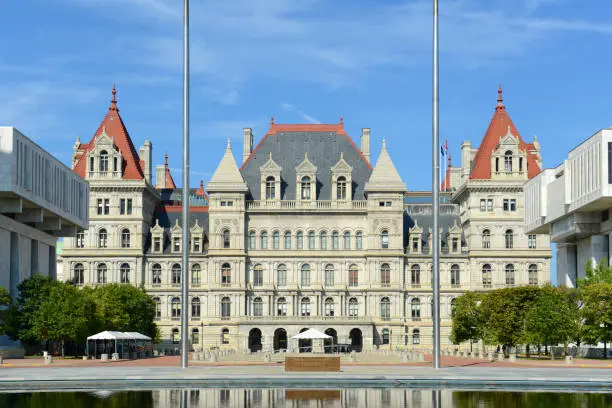 New York State Capitol, Albany, New York, USA. This building was built with Romanesque Revival and Neo-Renaissance style in 1867.