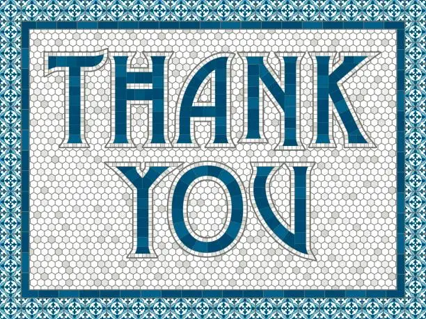 Vector illustration of Vintage Mosaic Tile Thank You Message