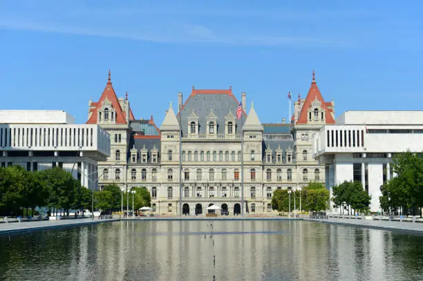 New York State Capitol, Albany, New York, USA. This building was built with Romanesque Revival and Neo-Renaissance style in 1867.