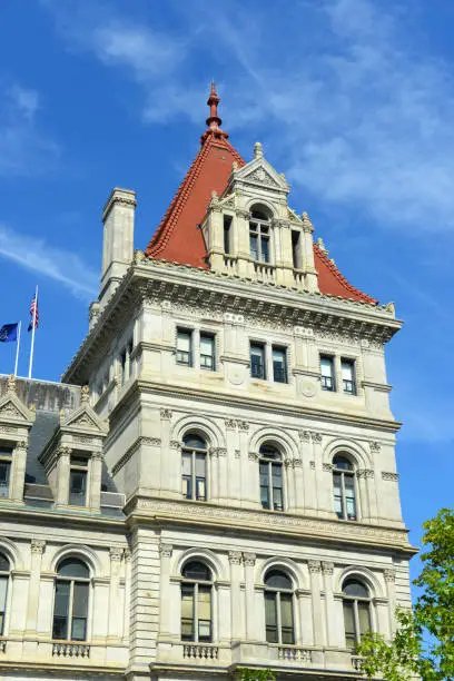 New York State Capitol, Albany, New York, USA. This building was built with Romanesque Revival and Neo-Renaissance style in 1867.