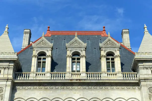 New York State Capitol, Albany, New York, USA. This building was built with Romanesque Revival and Neo-Renaissance style in 1867.