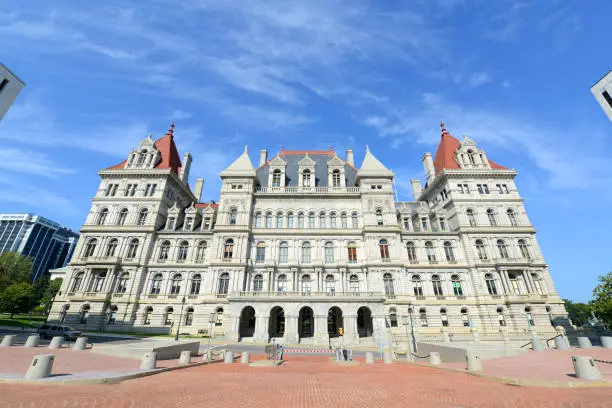 New York State Capitol, Albany, New York, USA. This building was built with Romanesque Revival and Neo-Renaissance style in 1867.