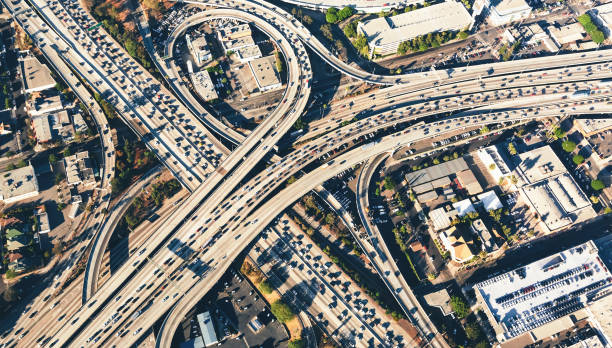 istock Aerial view of a massive highway intersection in LA 841386132
