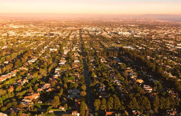 Aerial view of Los Angeles, CA near Century City