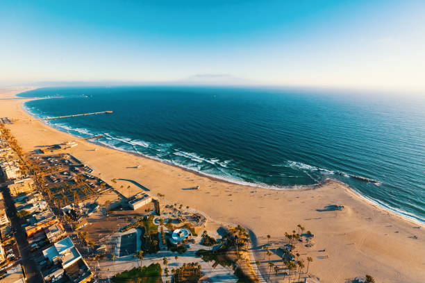 Aerial view of Venice Beach, CA stock photo
