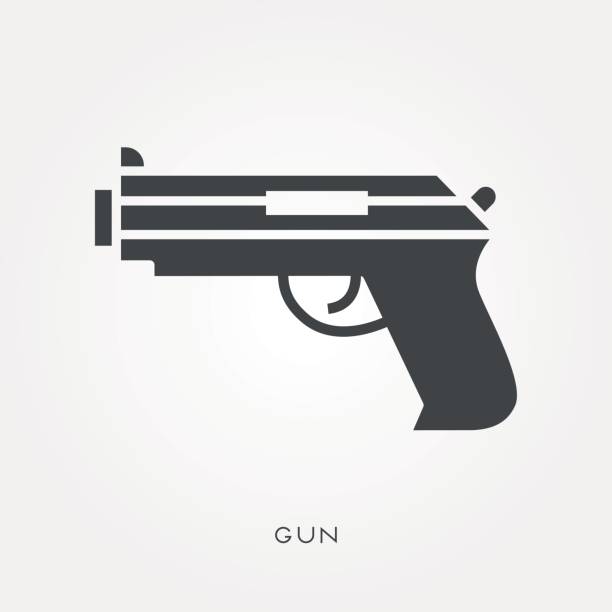 ilustrações, clipart, desenhos animados e ícones de arma de ícone de silhueta - gun handgun silhouette outline