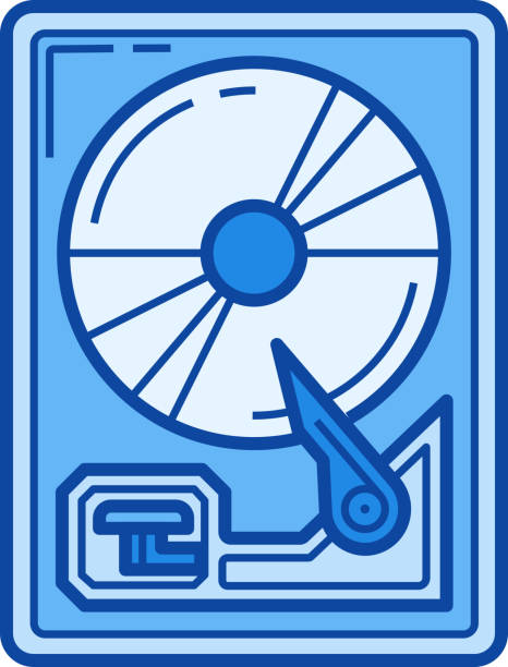 illustrations, cliparts, dessins animés et icônes de icône de disque dur disque ligne - white background inside of hard drive computer part