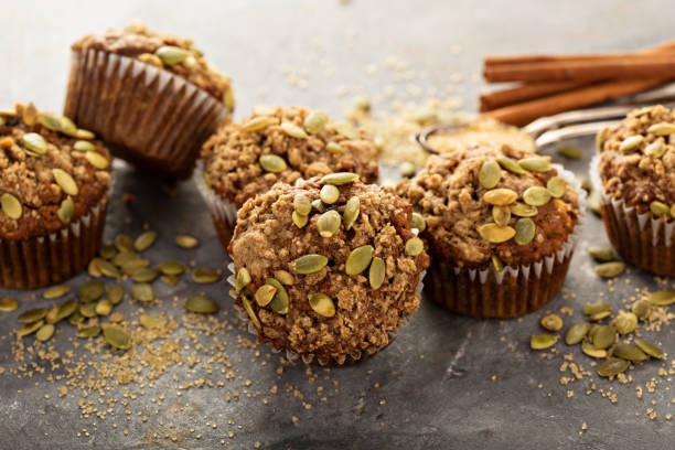 istock Healthy pumpkin muffins with seeds 841390774
