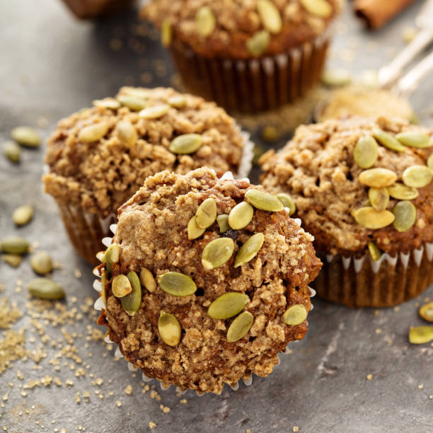 istock Healthy pumpkin muffins with seeds 841393214