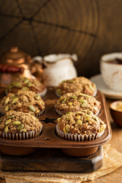 istock Healthy pumpkin muffins with seeds 841396702