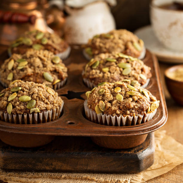 istock Healthy pumpkin muffins with seeds 841396832