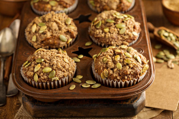 istock Healthy pumpkin muffins with seeds 841396964