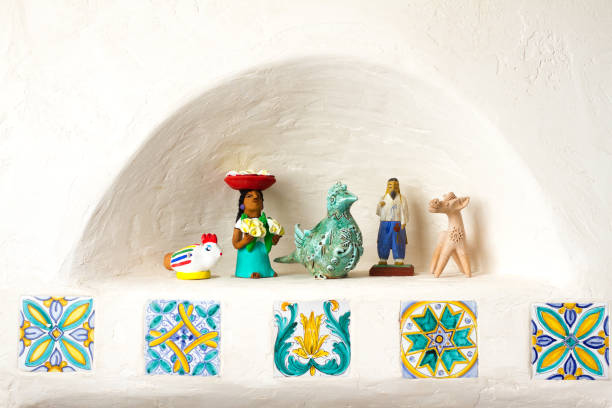 istock Home Decor Detail: Wall Niche with Tiles and Knicknacks 841415956