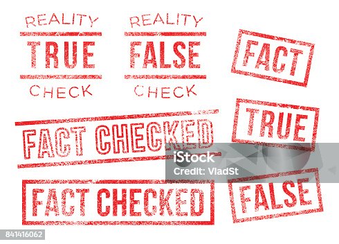 istock Fact reality check true false Rubber Stamps 841416062