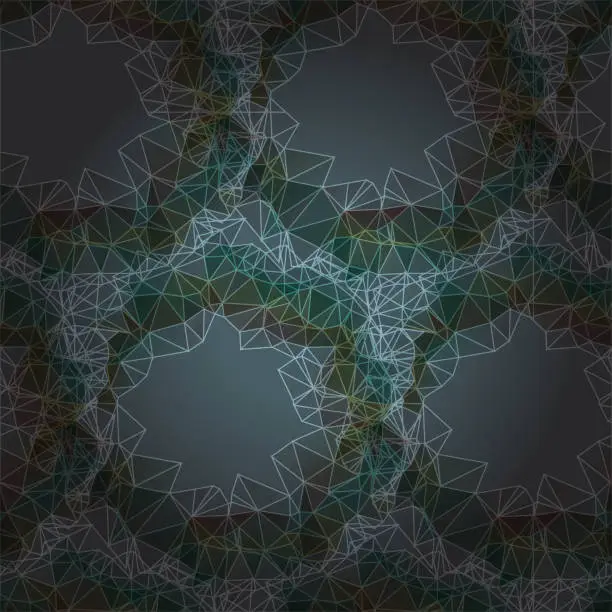 Vector illustration of Abstract seamless dark pattern of polygonal rings