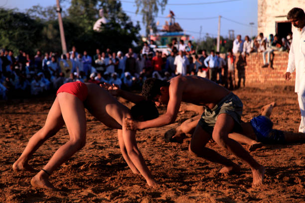 kushti fight known as wrestling - shirtless energy action effort imagens e fotografias de stock