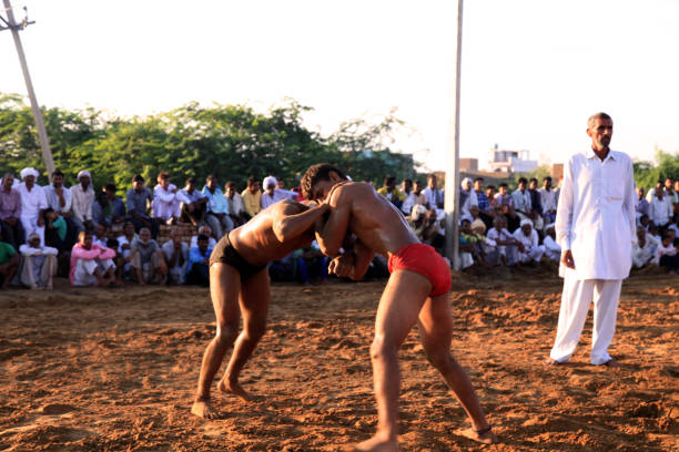 kushti fight known as wrestling - shirtless energy action effort imagens e fotografias de stock