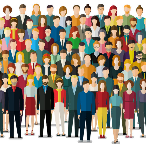 The crowd of abstract people. The crowd of abstract people. Seamless background. Flat design, vector illustration. recruitment patterns stock illustrations