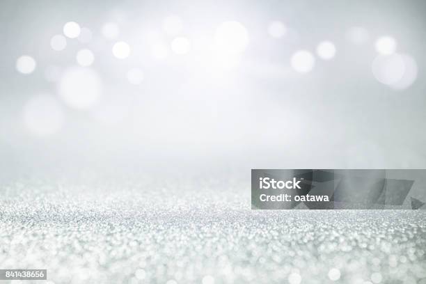 Vintage Glitter Lights Bokeh Background Stock Photo - Download Image Now - Silver Colored, Backgrounds, Christmas