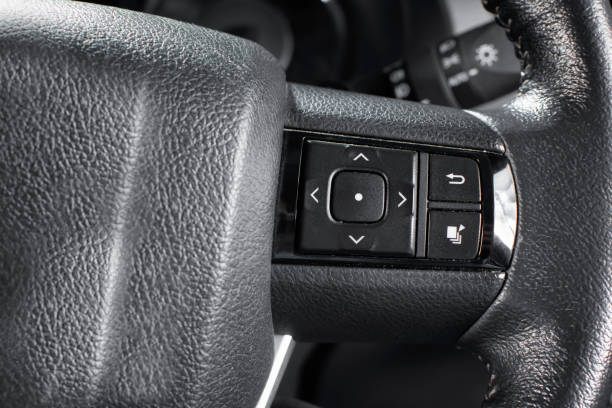 istock Control buttons on the vehicle steering wheel. 841441408